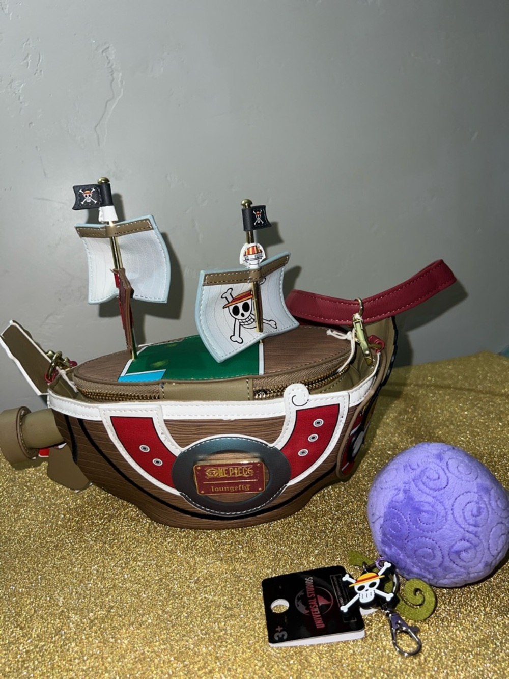 NWT Loungefly One Piece Thousand Sunny Ship Crossbody Purse and Keychain